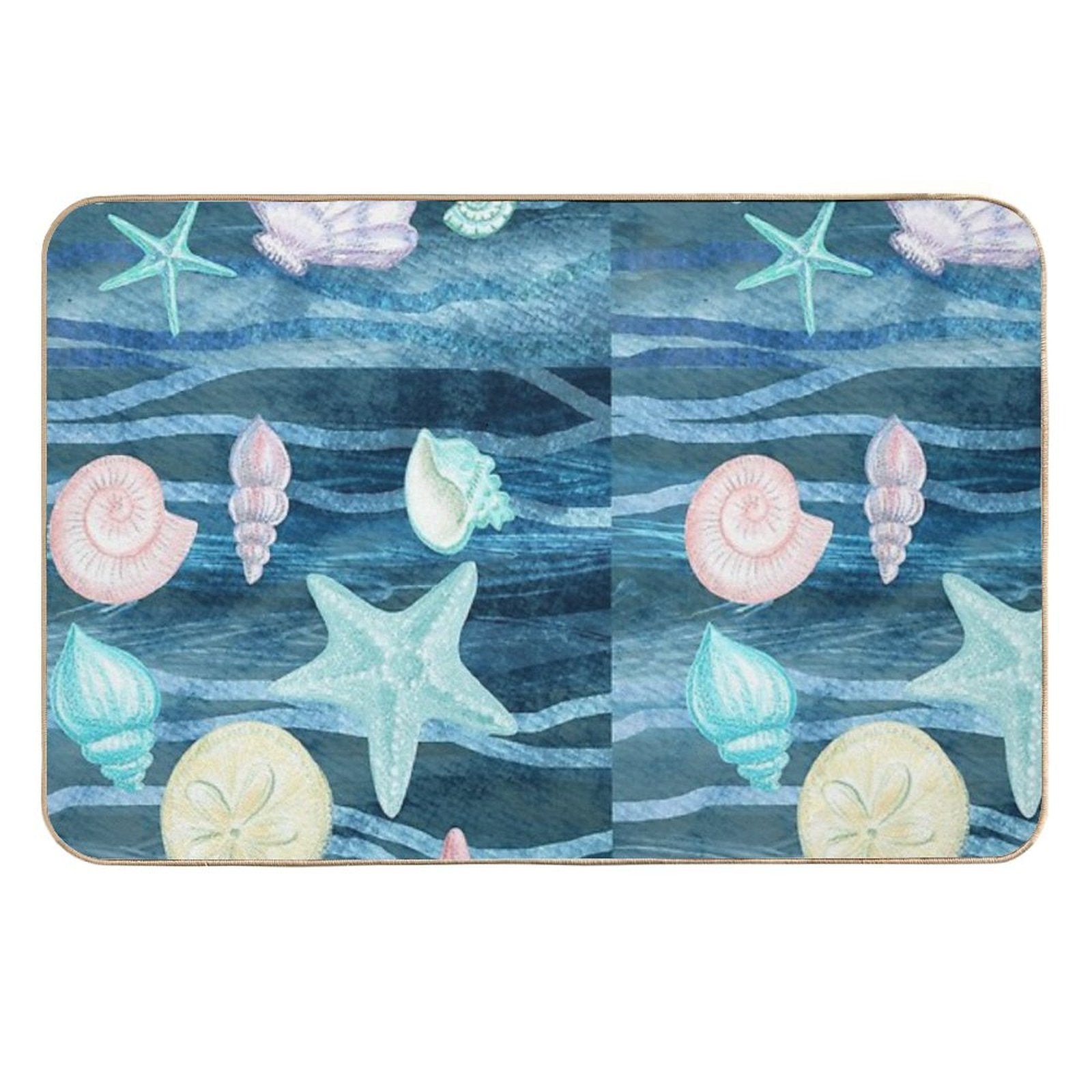 Happy Dancing Sea Shells And Sea Stars On The Waves Watercolor II  Versatile Bath Mat