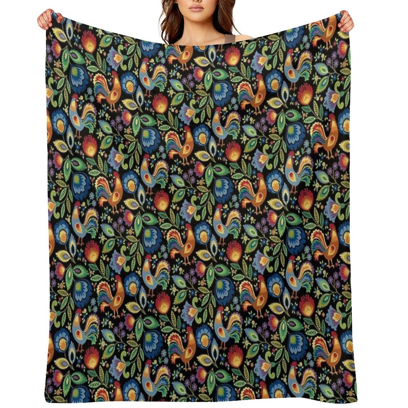 Polish Folk Roosters Versatility Throw Blanket