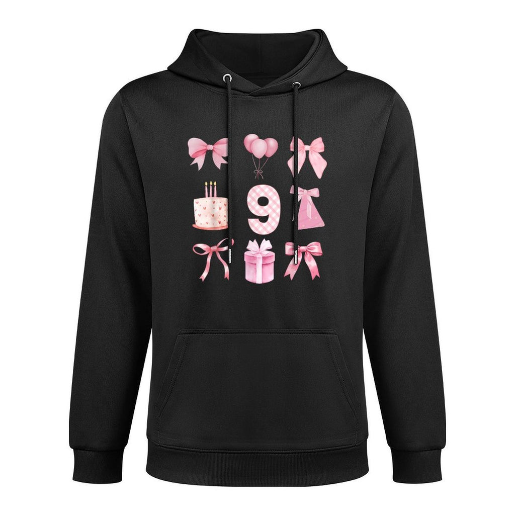 Kids 9th Coquette Birthday Party Nine Years Old Girls Kids Layering Staple Hoodie