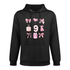 Kids 9th Coquette Birthday Party Nine Years Old Girls Kids Layering Staple Hoodie