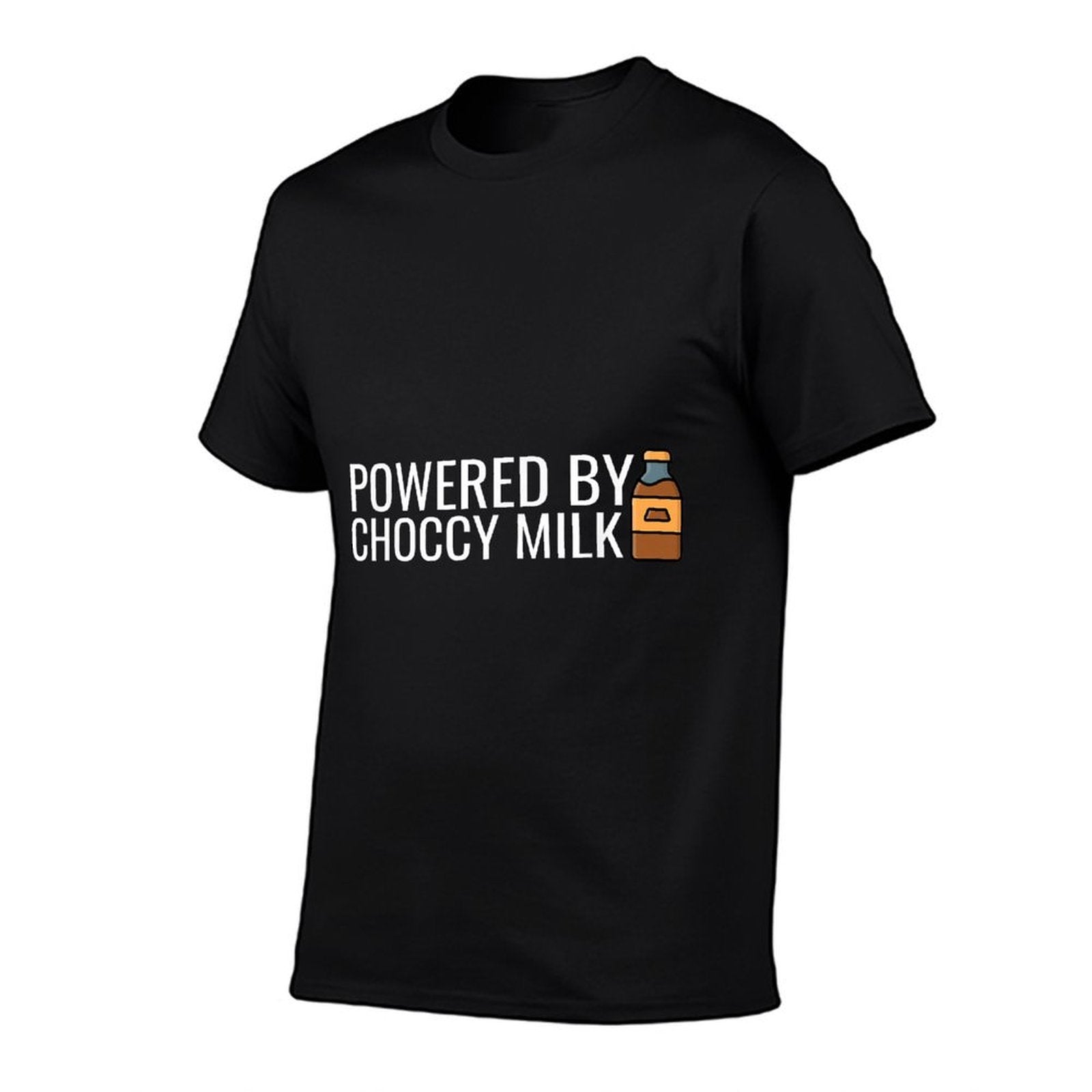 Powered By Choccy Milk Meme Chocolate Milk Lover Funny Mens  Rolled Sleeves T-Shirt