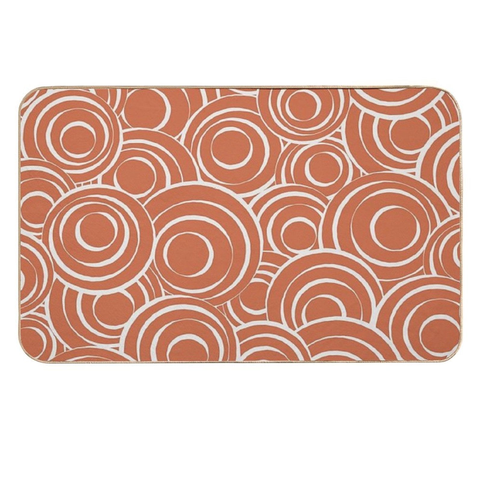 Terracotta And Beige Circles Pattern 02  Repositionable Bath Mat