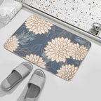 Floral Aesthetic in Navy, Ivory And Gold Durable Bath Mat