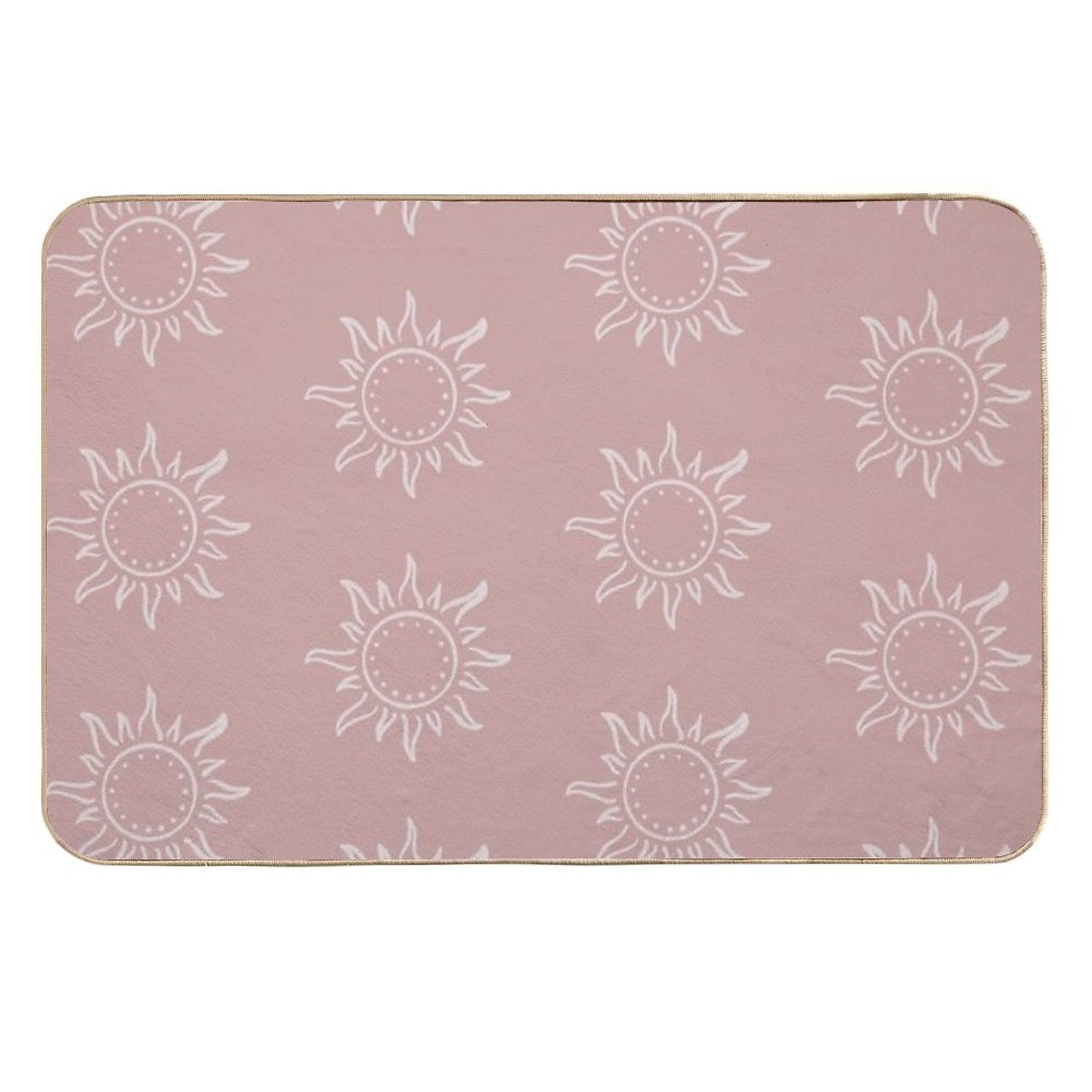 Cute Boho Sun Pattern Bohemian Aesthetic In Muted Colors Pink  Eco-Friendly Bath Mat