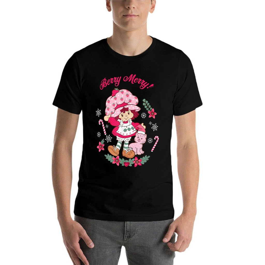 Strawberry Shortcake Berry Merry Christmas Holiday Vintage  Polyester Blend T-Shirt