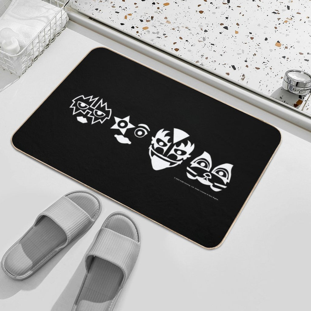 Kiss (Masks) White on Black  Anti-Trip Bath Mat