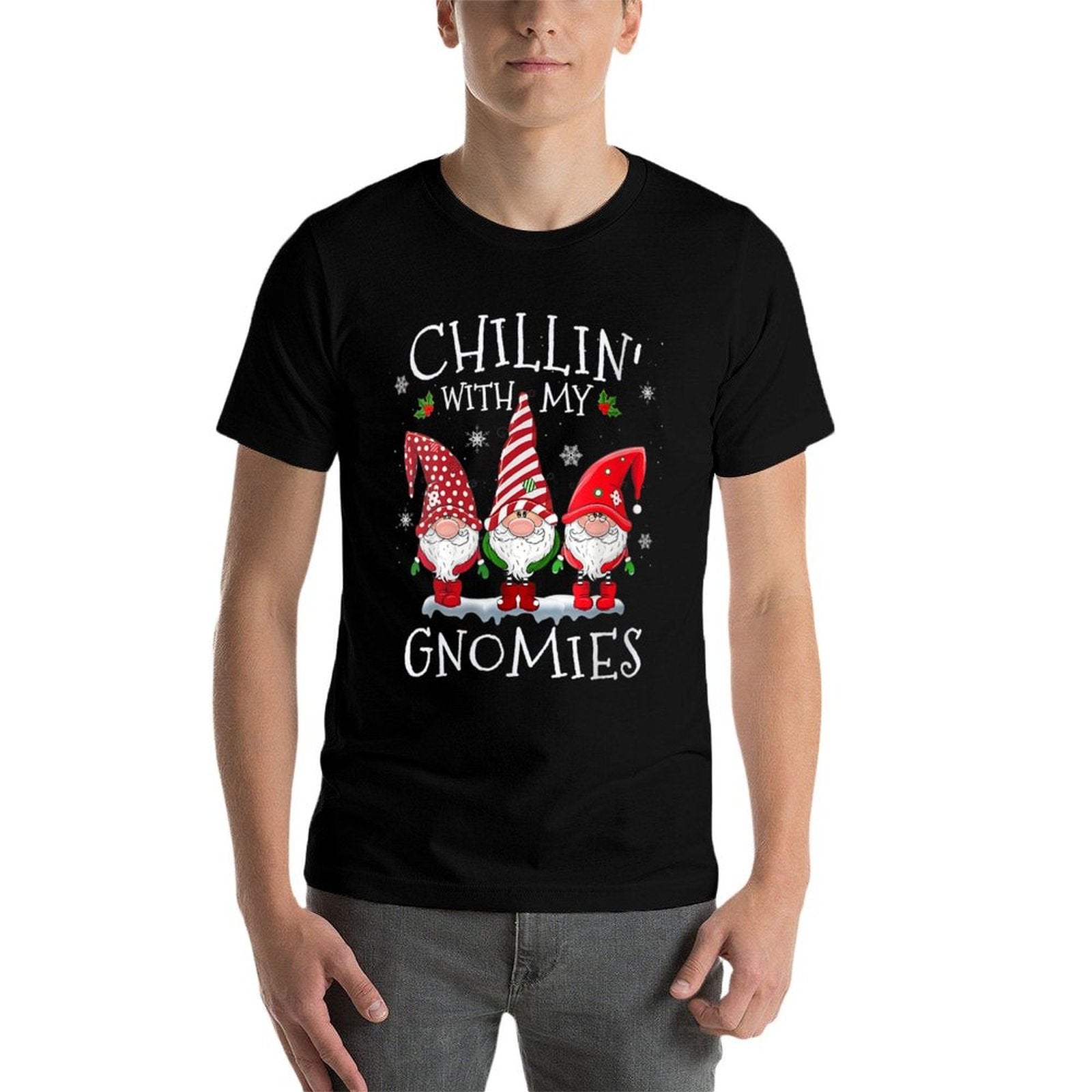 Womens Chillin With My Gnomies Funny Hilarious Gnome Christmas  High-quality Stitching T-Shirt
