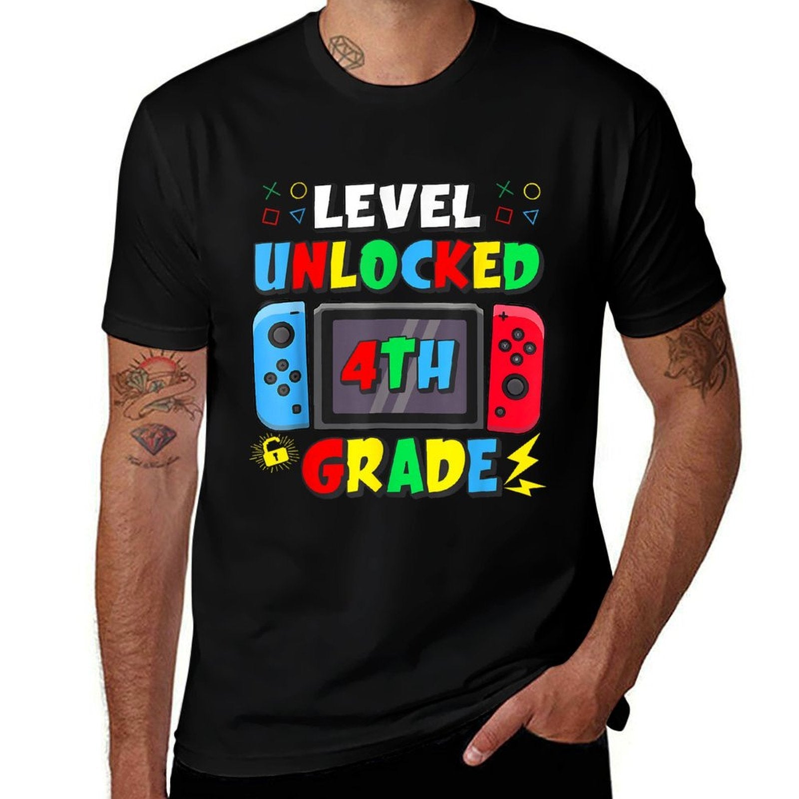 First Day Of 4th Grade Level Unlocked Game Back To School  Classic T-Shirt