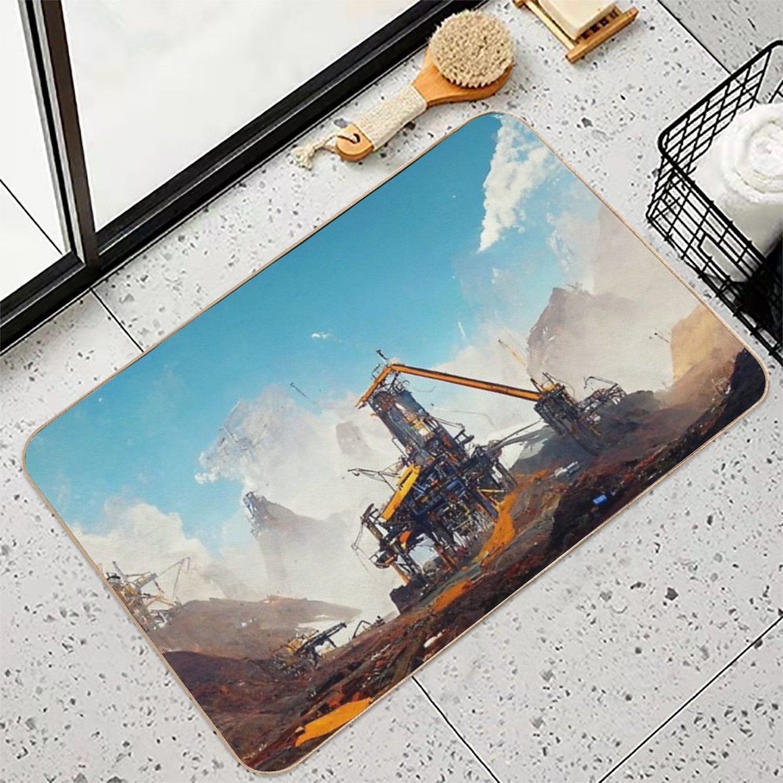 Satisfactory Game - Artwork  Slip-Resistant Bath Mat