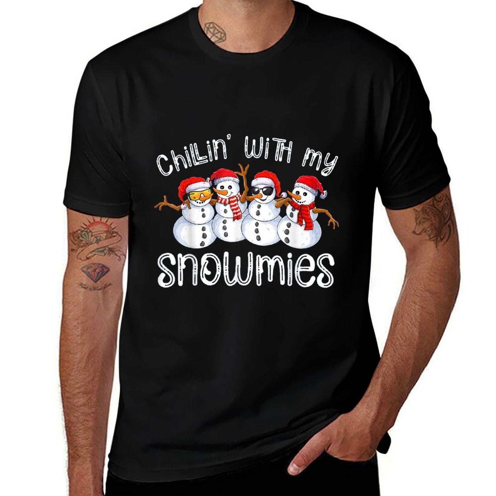 Snowman Christmas Chillin With My Snowmies Ugly Gift  Vintage-inspired T-Shirt