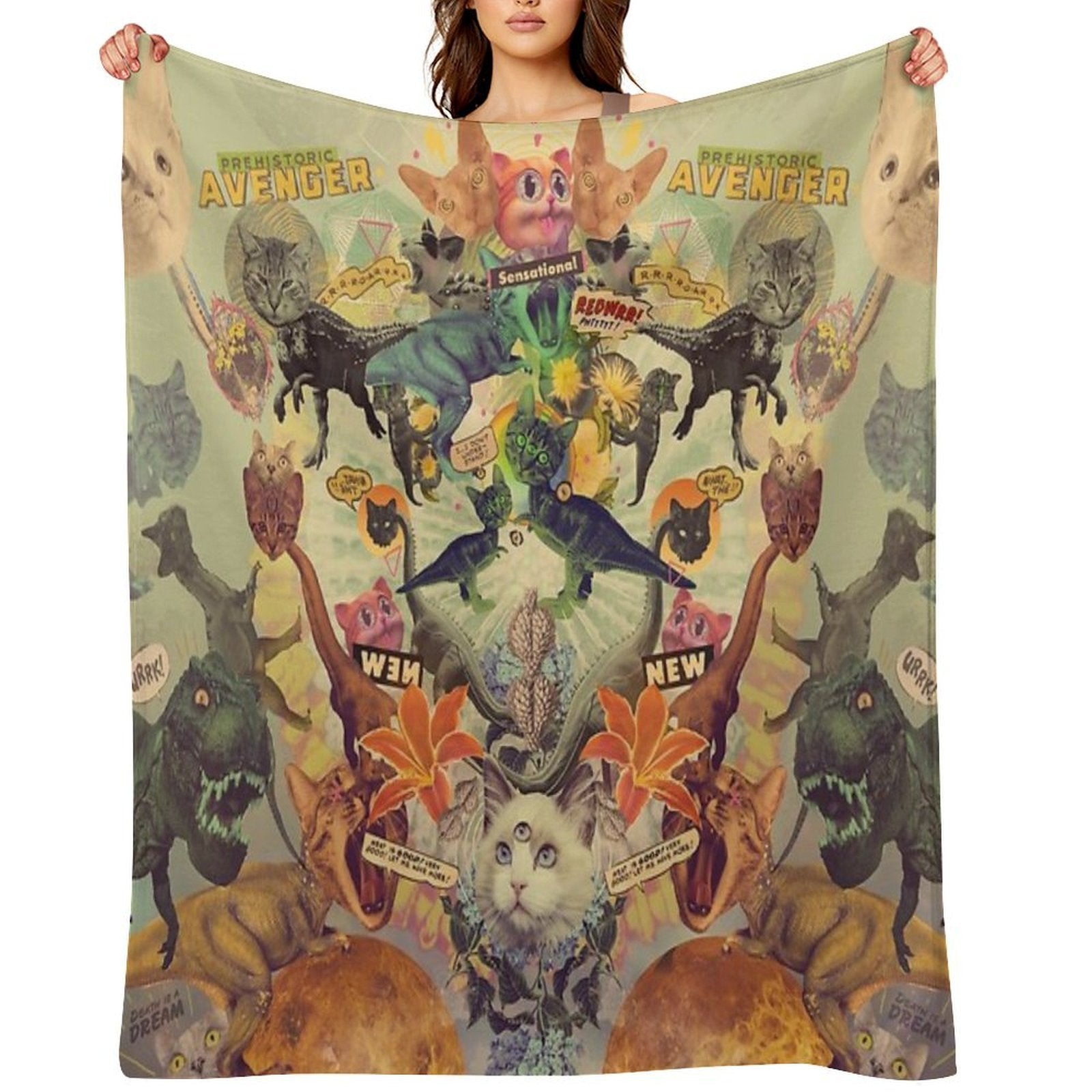 Meowosaurus Lightweight Throw Blanket