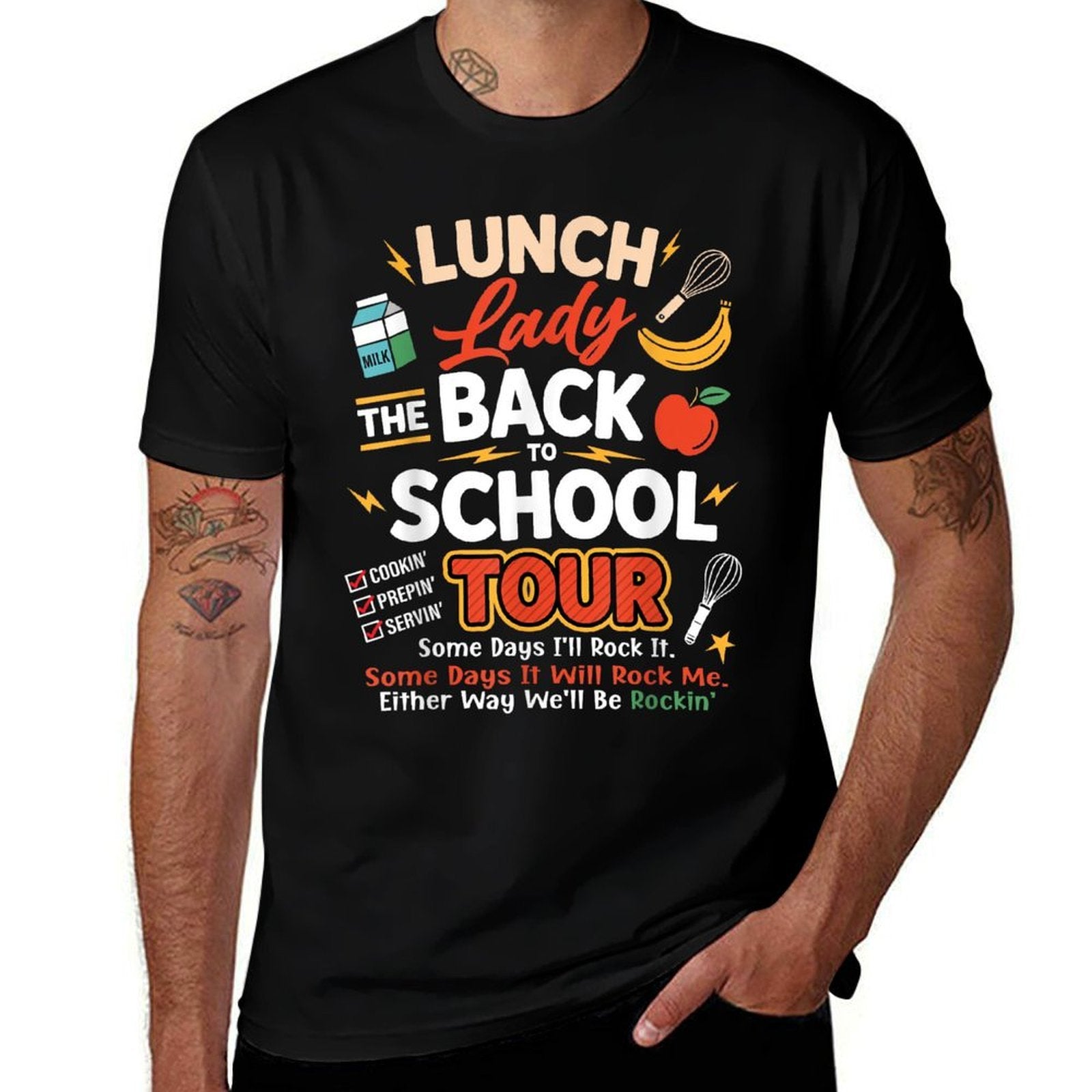 Lunch Lady Back to School Tour Funny Food Humor Cafeteria  Tagless Design T-Shirt
