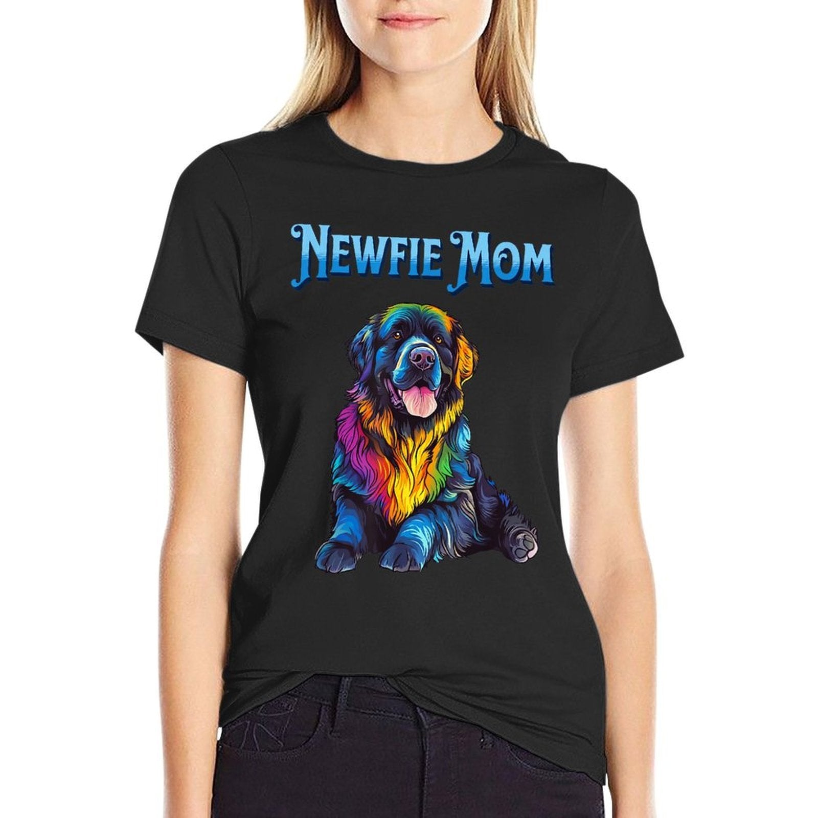 Newfoundland Newfie Dog Mom Vibrant Colorful Design for Men Women  Tagless Design T-Shirt