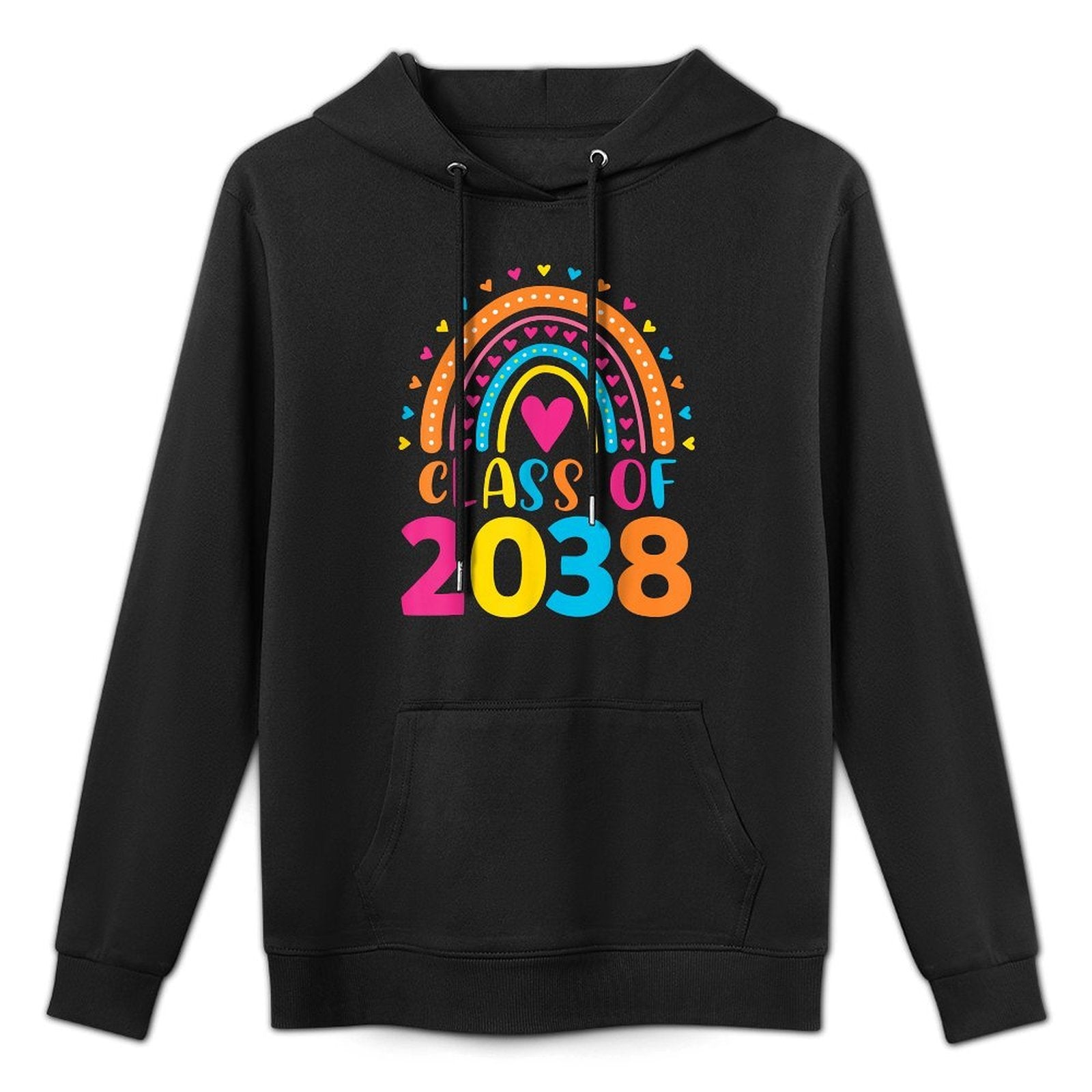 Pre-k Class of 2038 First Day School Colorful Rainbow Girls Kangaroo Pocket Hoodie