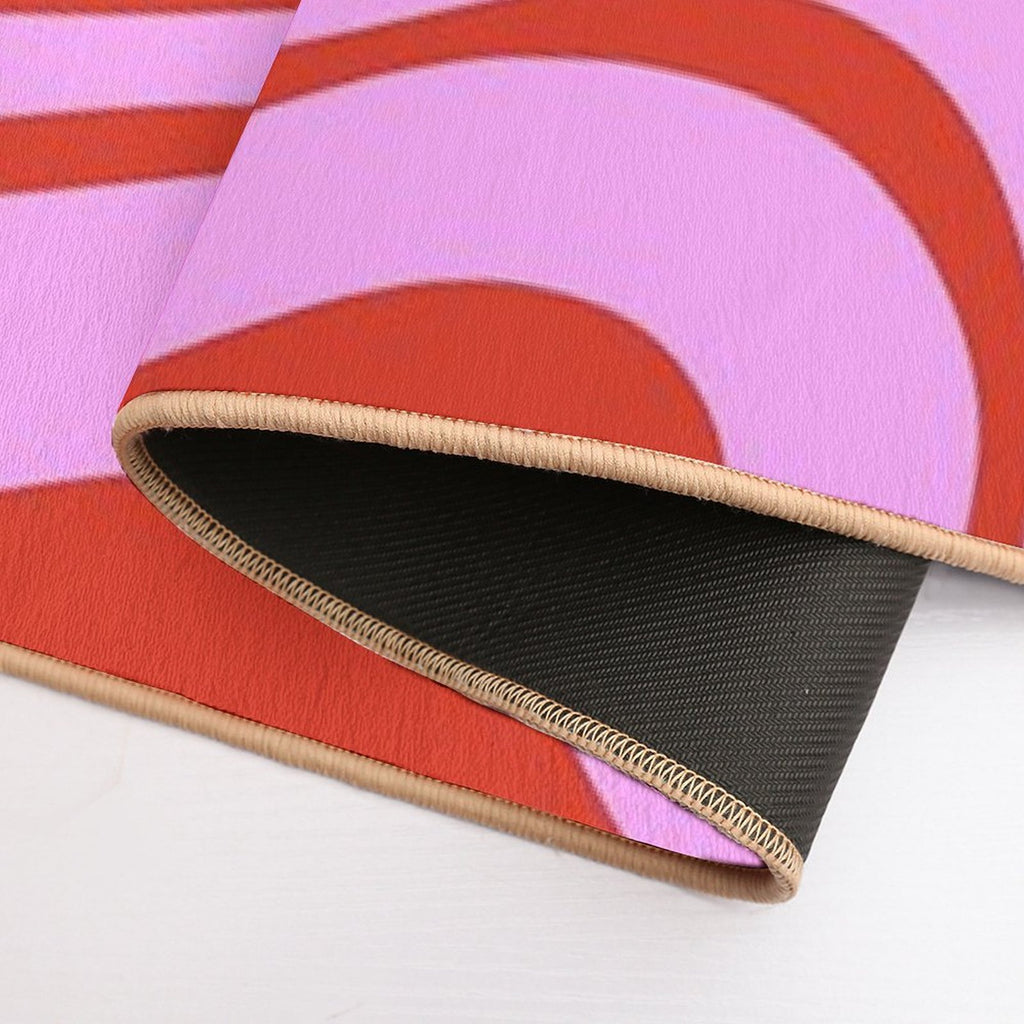 Modern Retro Liquid Swirl Abstract Pattern Square Red And Pink  Easy To Clean Bath Mat