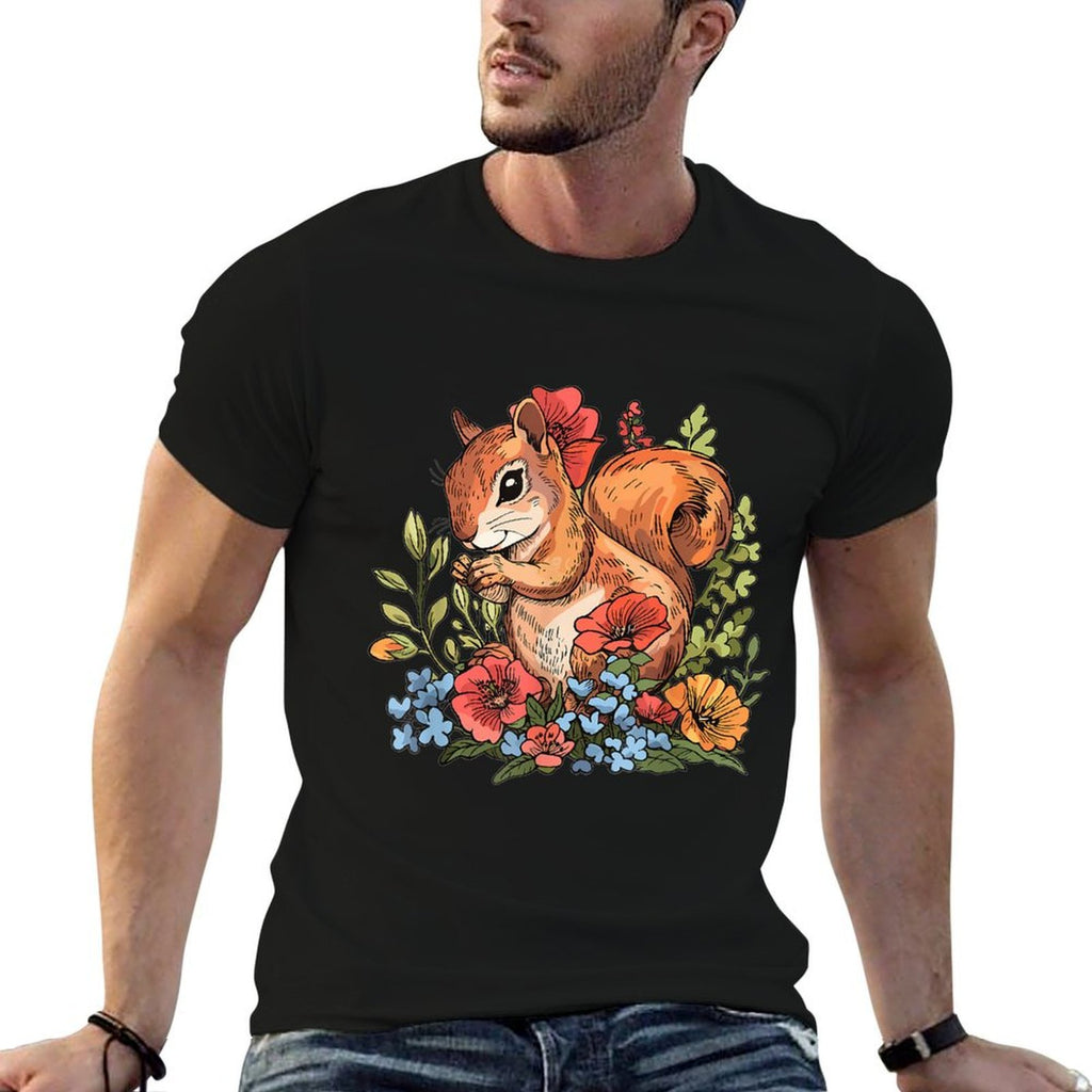 Cute Squirrel With Flowers I Kids Squirrel  Affordable Price T-Shirt