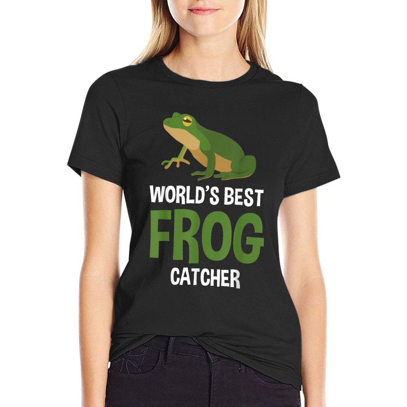 Worlds Best Frog Catcher Gift Boys Girls Kids Frog Hunter  Oversized Silhouette T-Shirt