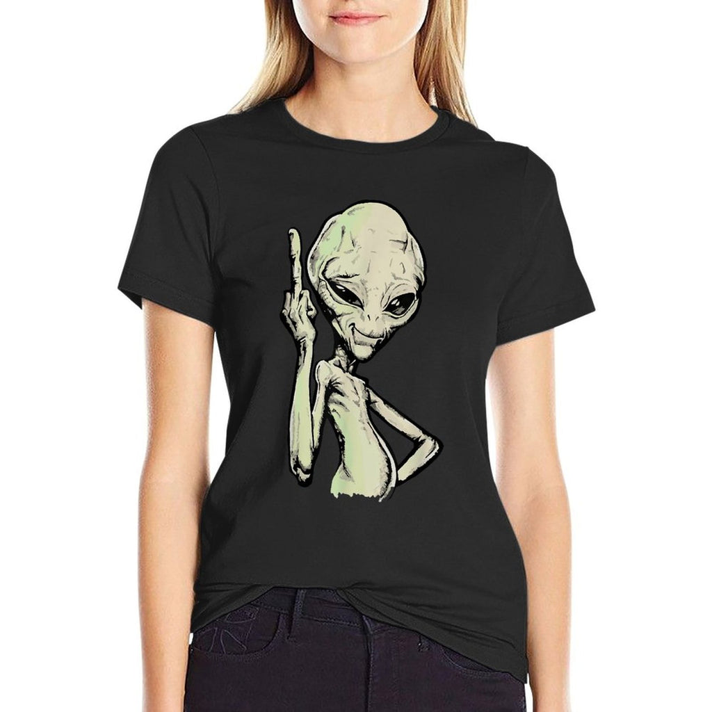 Alien Middle Finger Adult Humour Funny Novelty  Durable T-Shirt