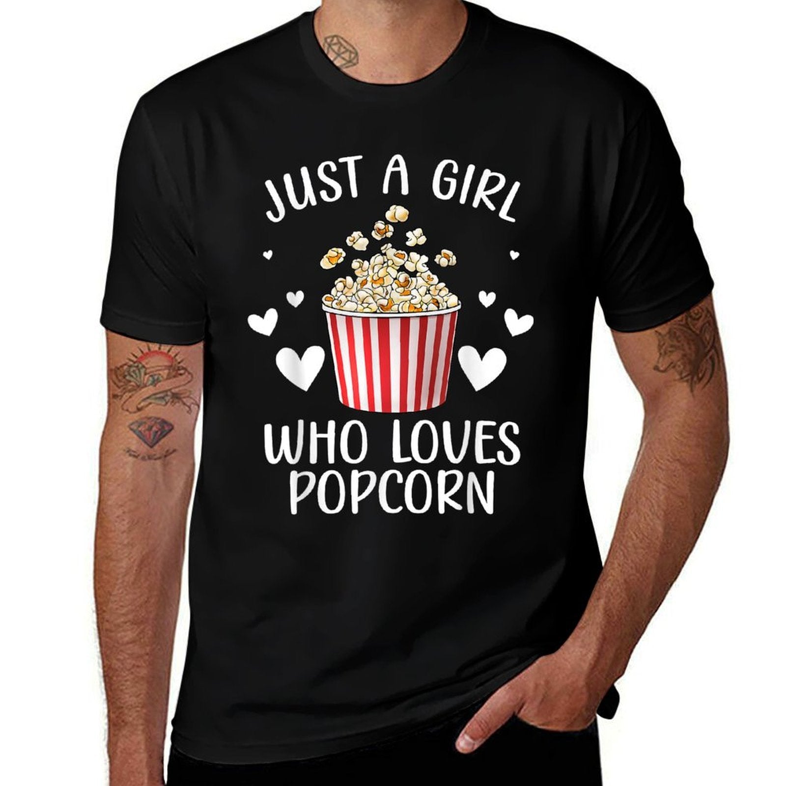 Funny Popcorn Art Girls Women Kids Popcorn Corn Kernel Lover  Graphic-printed T-Shirt