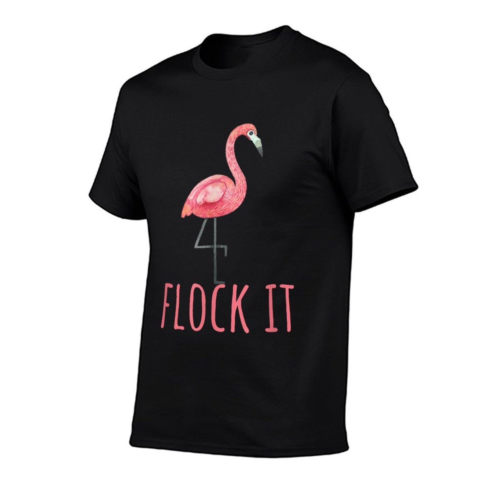 Flamingo Gifts Funny Pun Flock It  Ribbed Collar T-Shirt