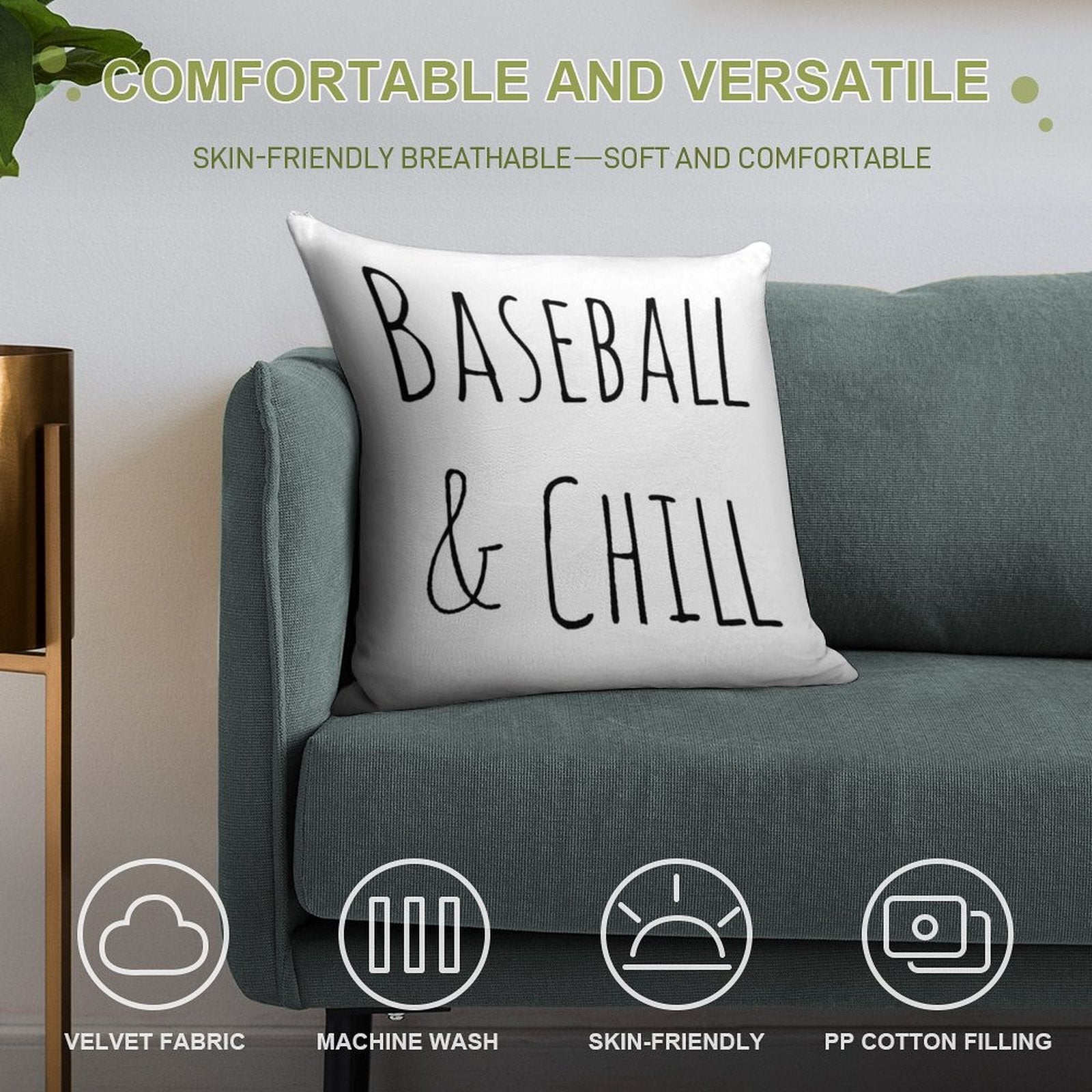 Baseball And Chill Soft Gift Ready Throw Pillow