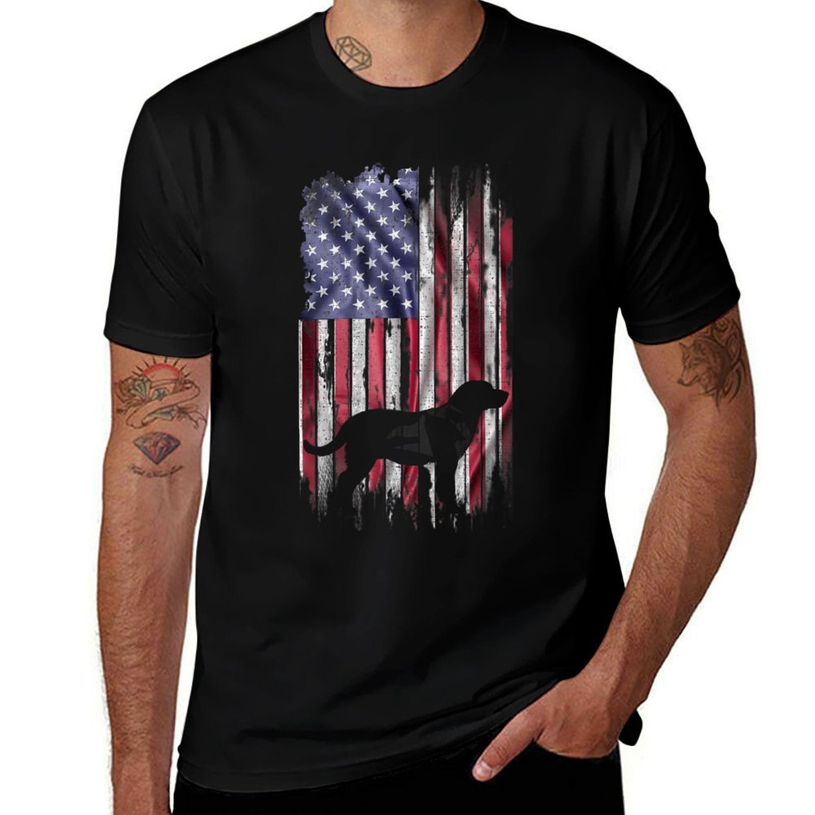 Vintage USA Love Labrador Retriever Dog Lab Silhouette  Easy-care T-Shirt