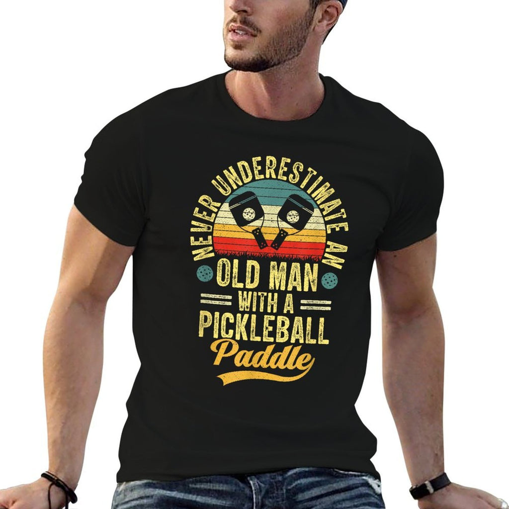 Never Underestimate An Old Man With A Pickleball Paddle  Oversized Silhouette T-Shirt