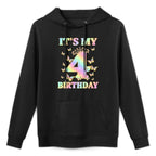 Kids Cute 4 Years Old Girl Funny Butterfly It's My 4th Birthday Shape Retention Hoodie