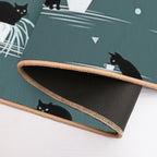 When The Black Cat Is Alone at Home (Dark Green)  Toxin-Free Bath Mat