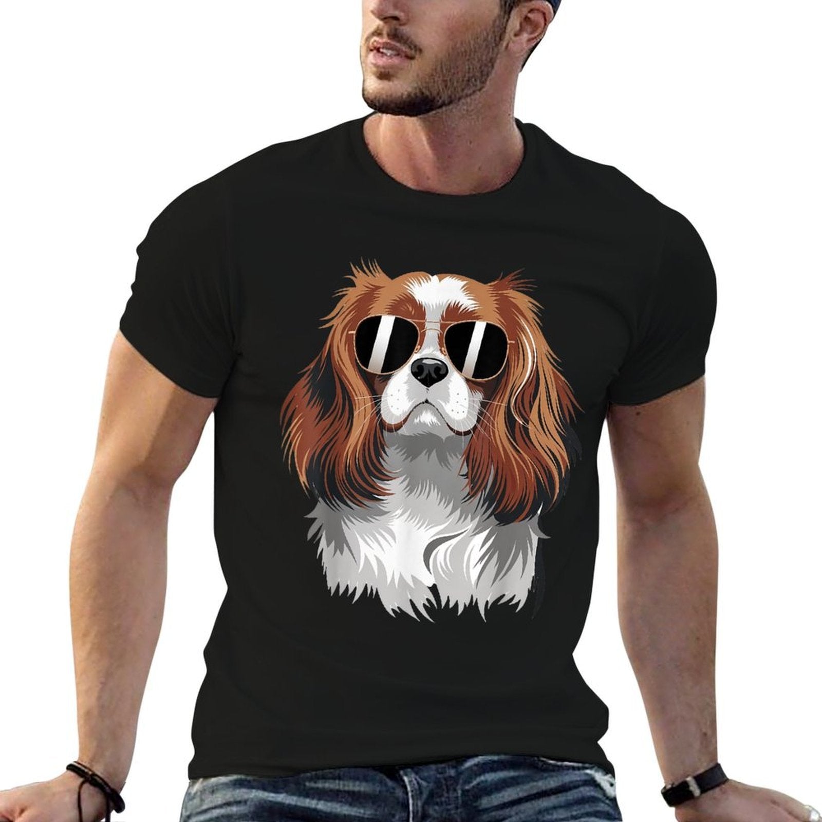 Funny Proud Cavalier King Charles Spaniel Dog  Oversized Silhouette T-Shirt