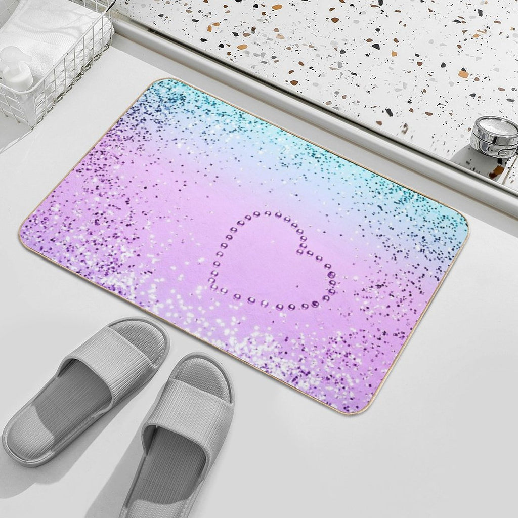 UNICORN Girls Heart #9 (Photo of Glitter Only - Not Reflective)  Dirt-Trapping Bath Mat
