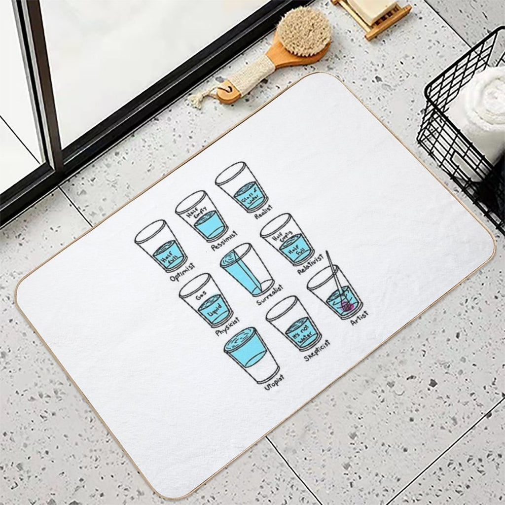 Glass Half Empty Meme - Artist Edition  Non-Slip Bath Mat