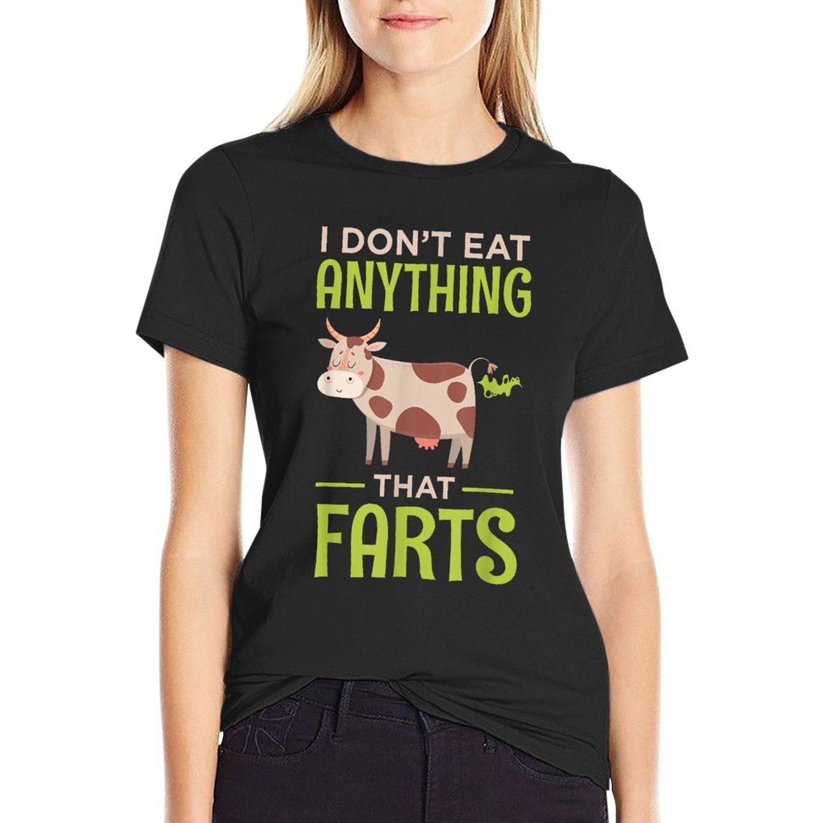 I Dont Eat Anything That Farts Vegan Vegetarian Cows  Trendy Pattern T-Shirt
