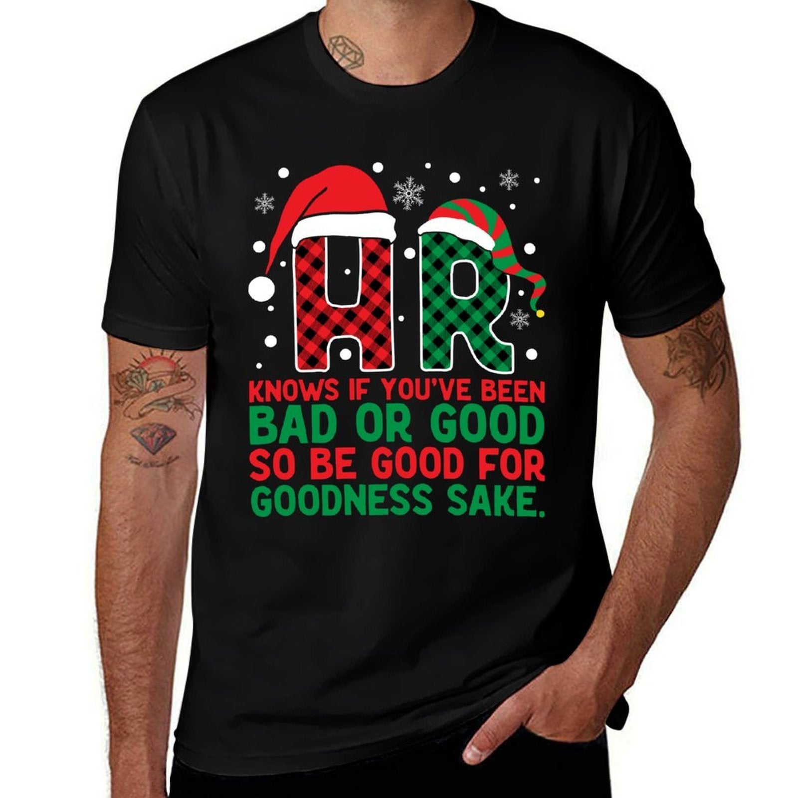 HR Knows If Youve Been Bad Or Good Buffalo Plaid Christmas  Moisture-wicking T-Shirt