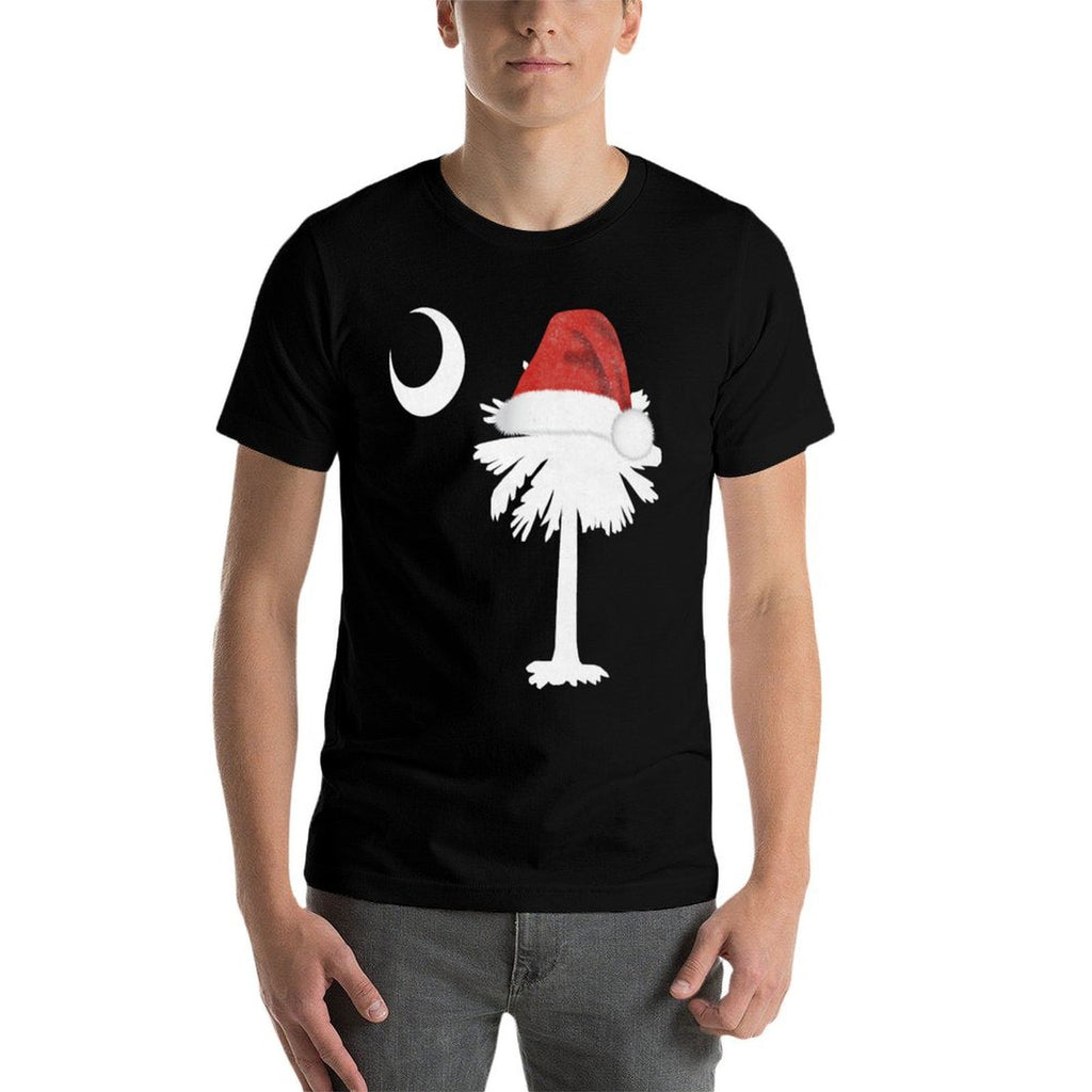 South Carolina Christmas Holiday Santa Palmetto Tree  Breathable T-Shirt