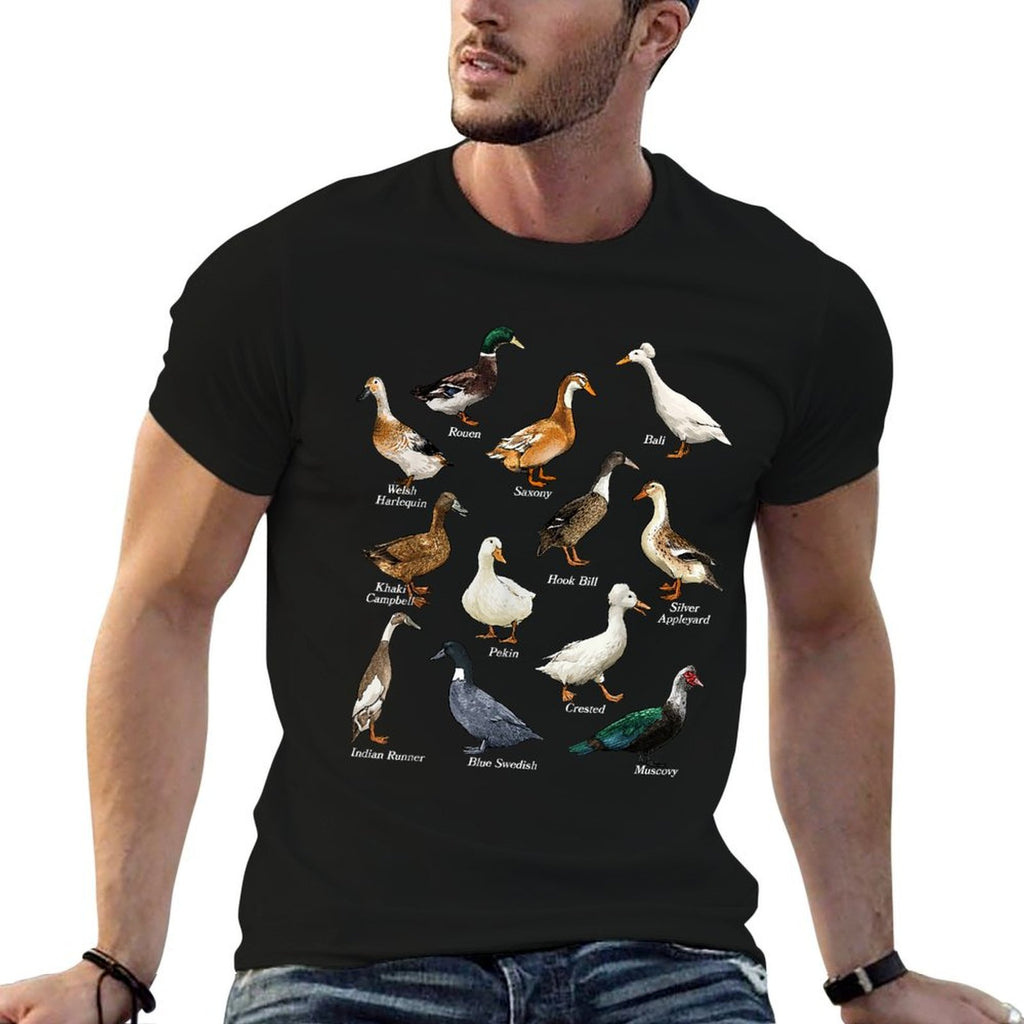Types of Duck Waterfowl Animals of The World Duck Lover  Trendy Pattern T-Shirt