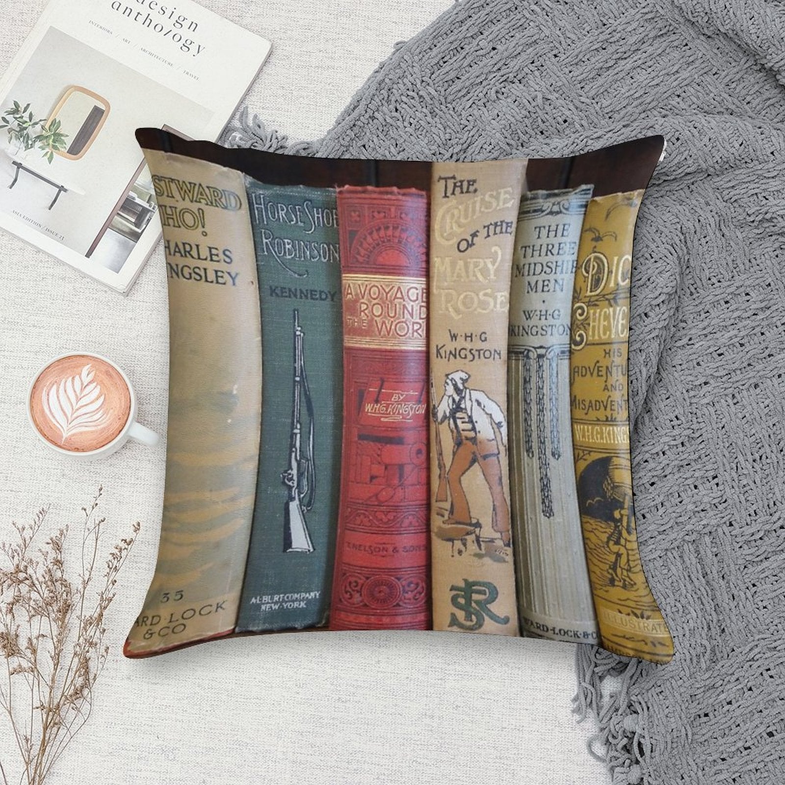 The Old Books Soft Washable Throw Pillow