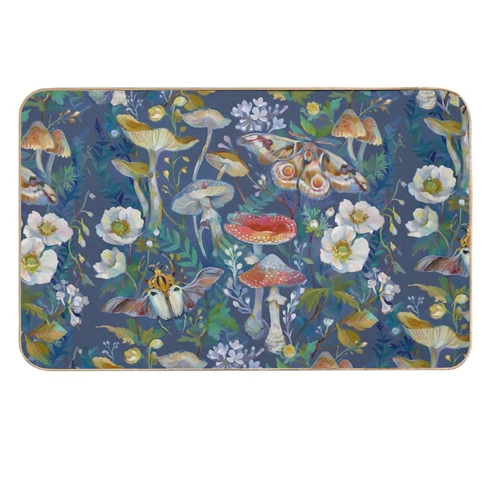 Beetle Mushroom Moth Garden  Rapid-Drying Bath Mat