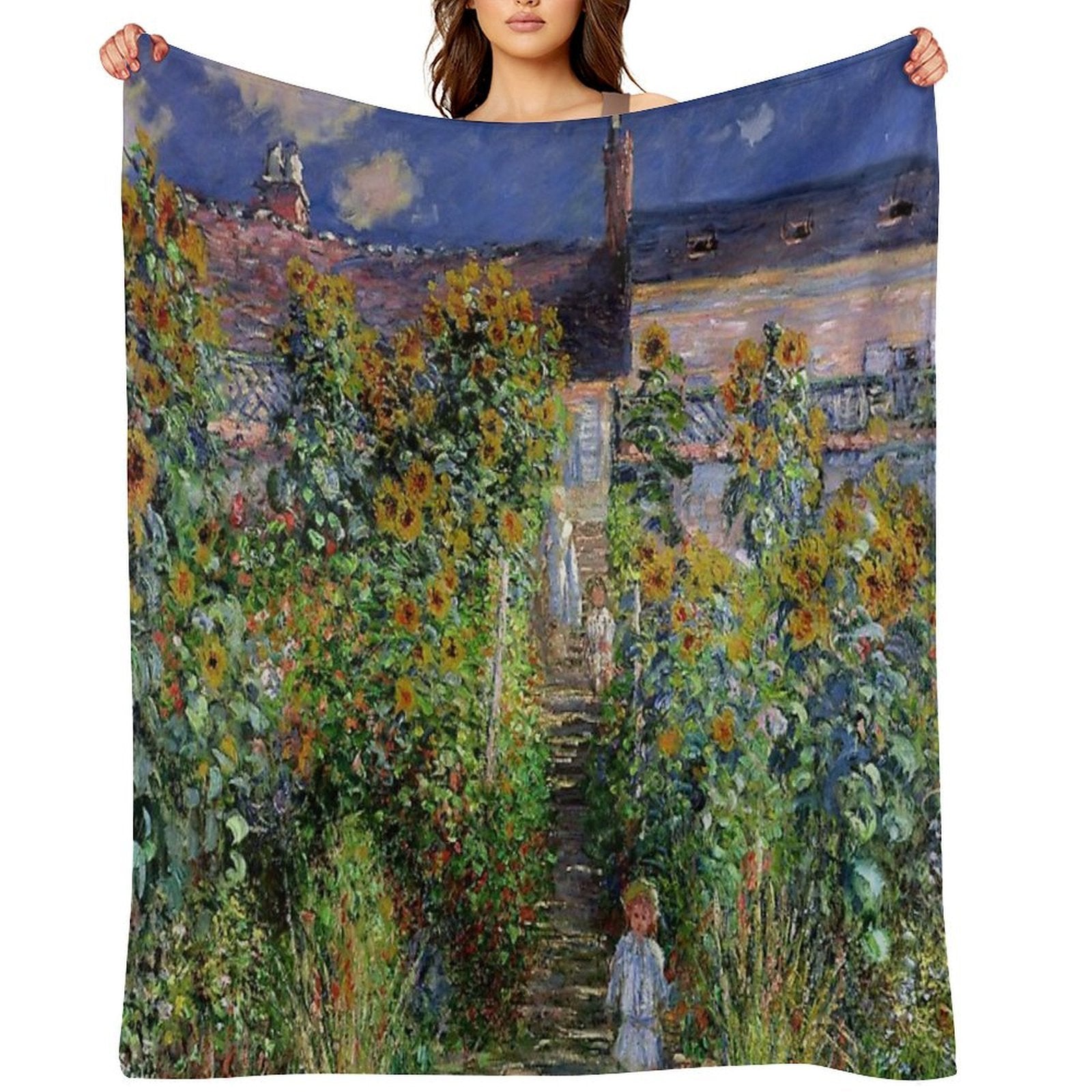 Monet's Garden at Vétheuil - Claude Monet Lightweight Throw Blanket