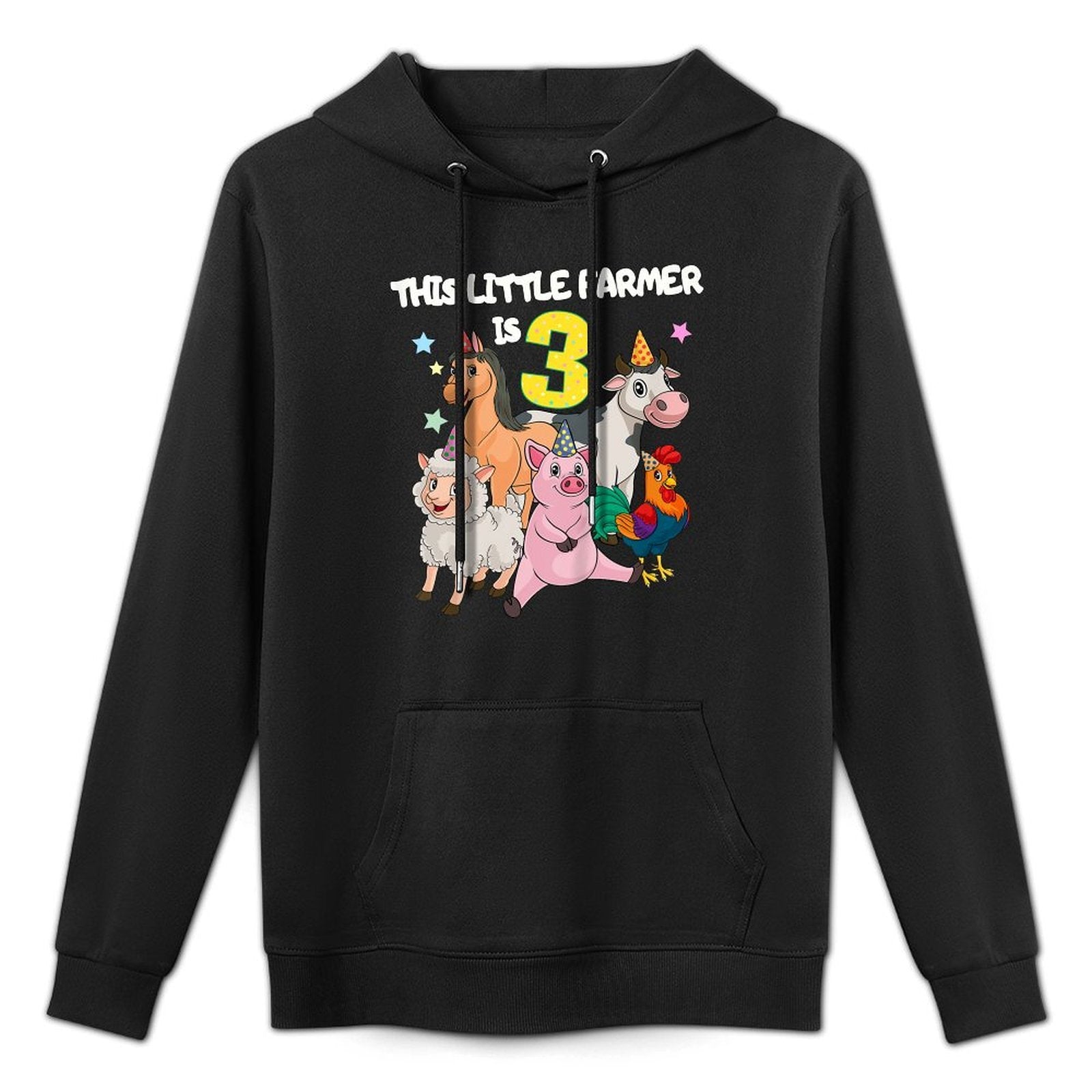 Kids Farm 3 Year Old Birthday Outfit Boy Tractor 3rd Birthday All-Day Comfort Hoodie