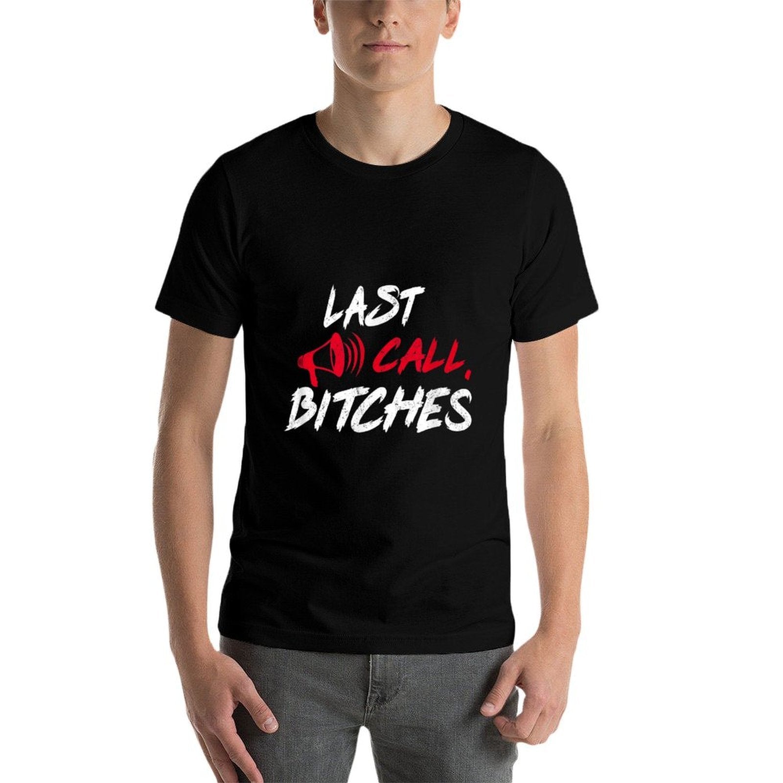 Last Call Bitches Funny Bartender Waitress Gifts Men Women  Ribbed Collar T-Shirt