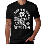 Look at Me Being All Festive And S Mens Women Christmas  Oversized Silhouette T-Shirt