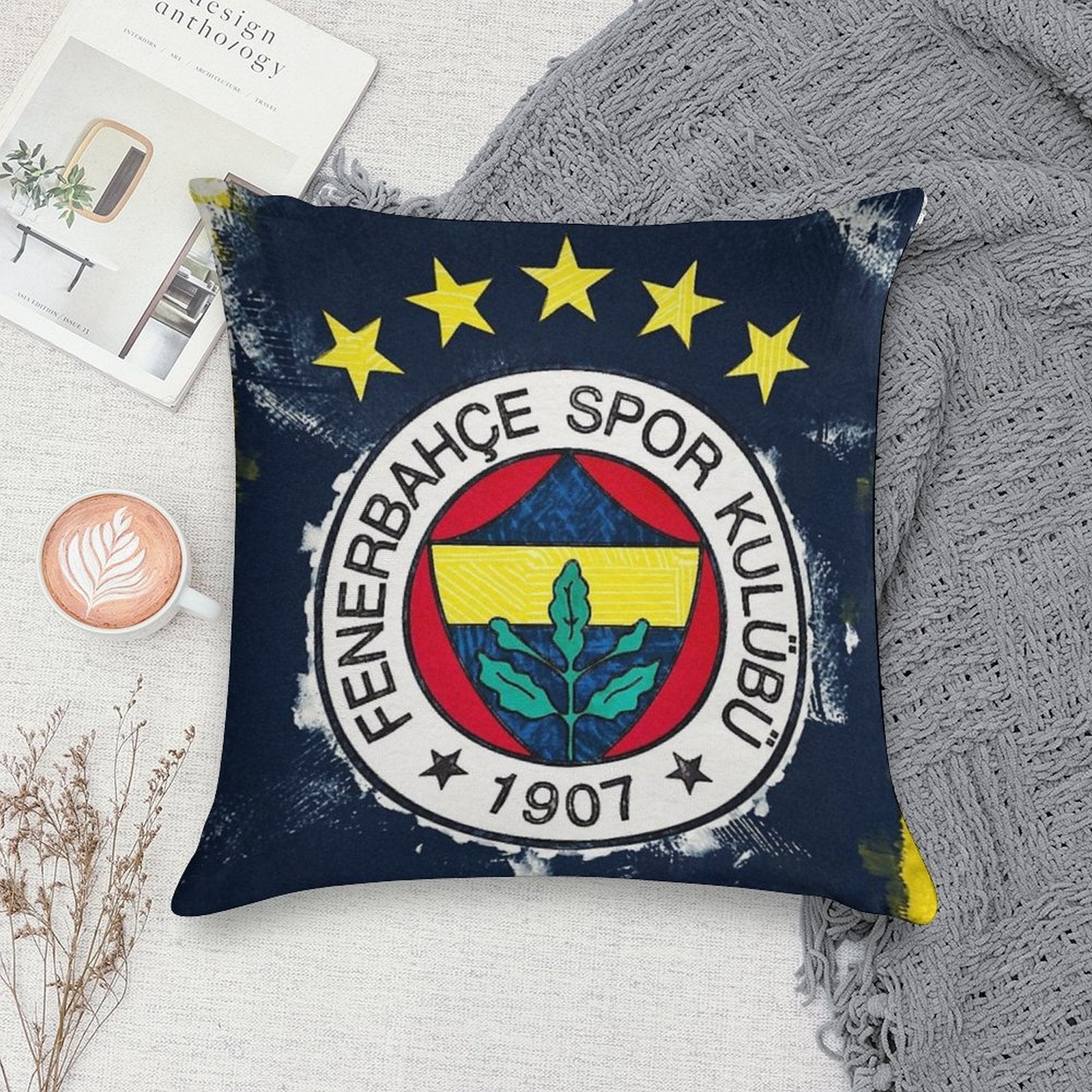 Fenerbahçe 5 Stars Soft High-Density Material Throw Pillow