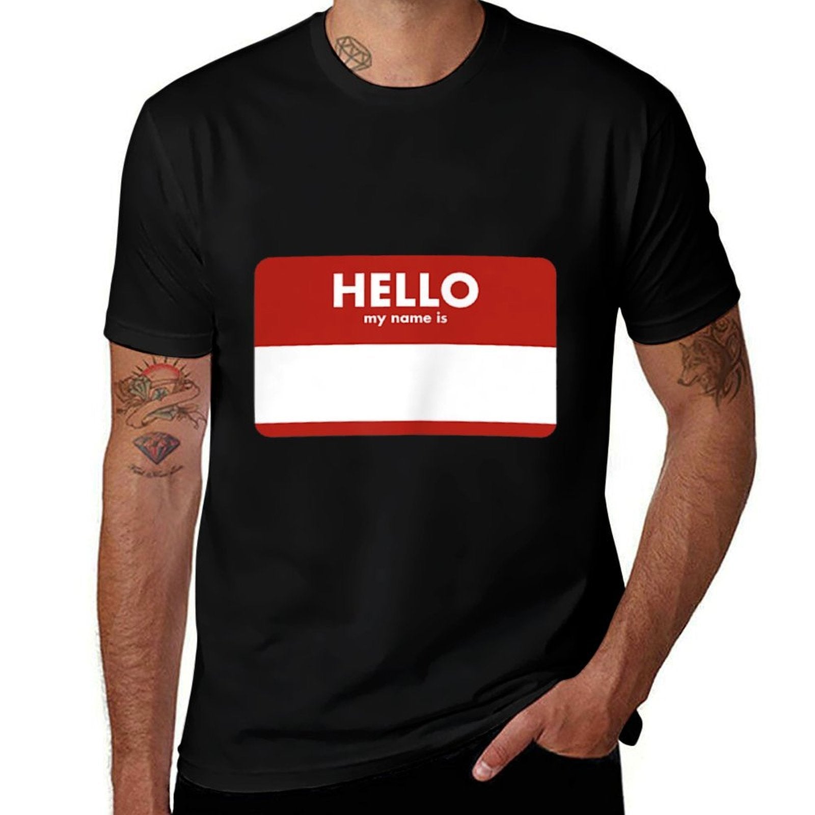 Hello My Name Is Blank Custom Sticker Funny  Summer-ready Fabric T-Shirt