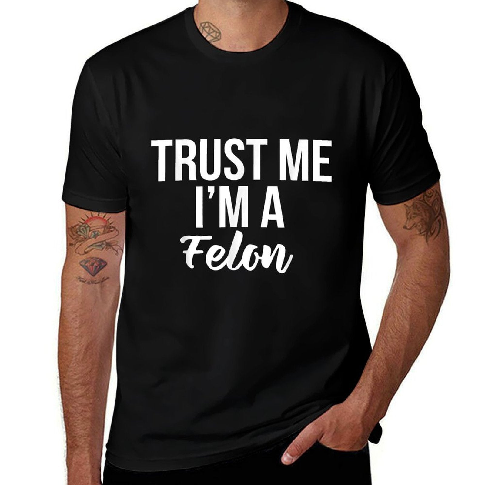 Funny Trust Worthy Design Im A Felon Prison Gift  Heathered Texture T-Shirt