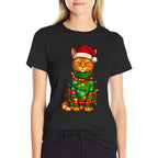 Orange Tabby Cat Christmas Lights Funny Santa Holiday Cats  Breathable T-Shirt