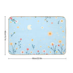 Flowers with Crescent Moon  Dirt-Trapping Bath Mat
