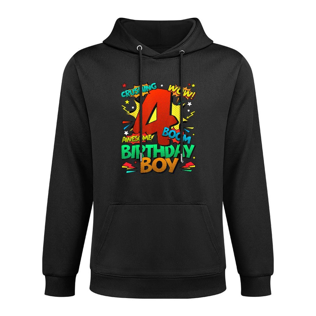 4th Birthday Kids Comic Style Kids Boys 4 Year Old Gifts Moisture-Wicking Hoodie