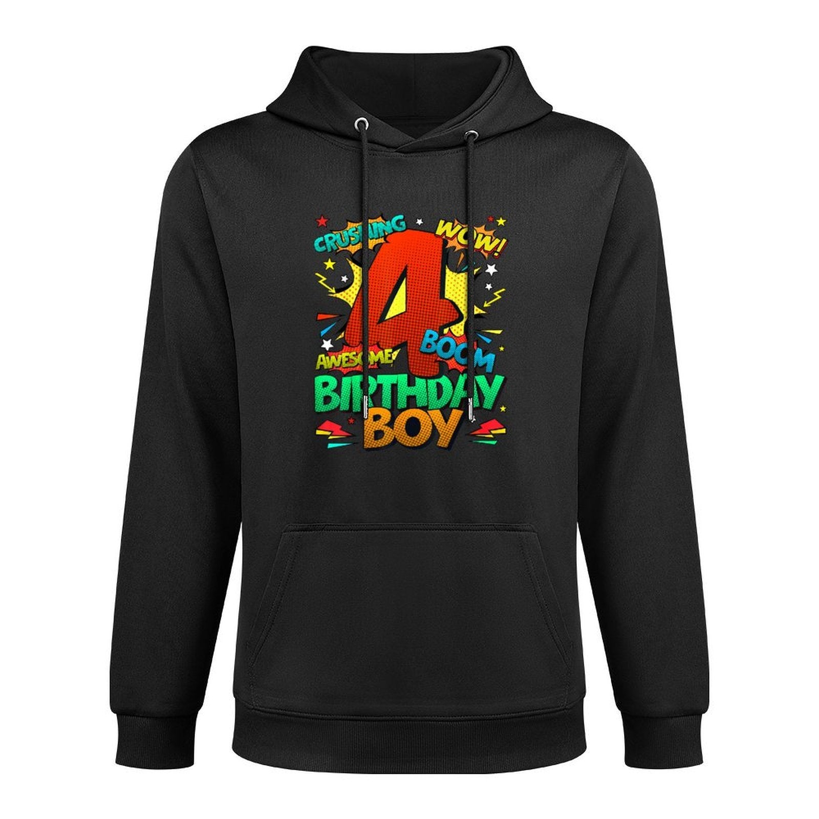 4th Birthday Kids Comic Style Kids Boys 4 Year Old Gifts Moisture-Wicking Hoodie