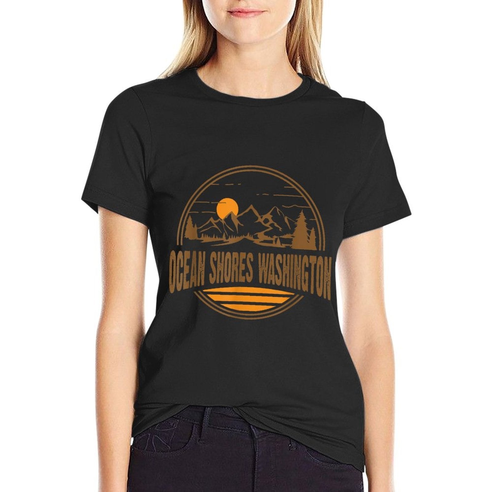 Retro Ocean Shores, Washington State Gift  Soft T-Shirt